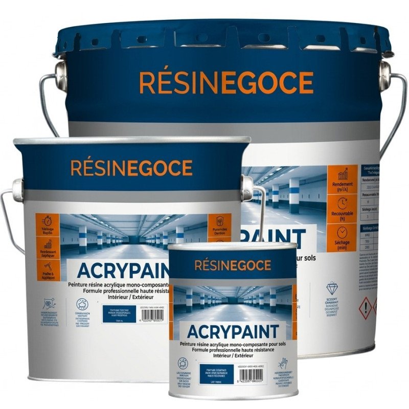 Acrypaint – Résine Acrylique mono-composante  pour Sol Intérieur & Extérieur Résine Sol Garage atelier